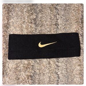 Nike Black Hairband with Gold Swoosh